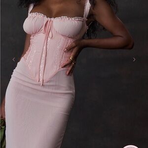 House of CB Blush Pink Corset Midi Dress